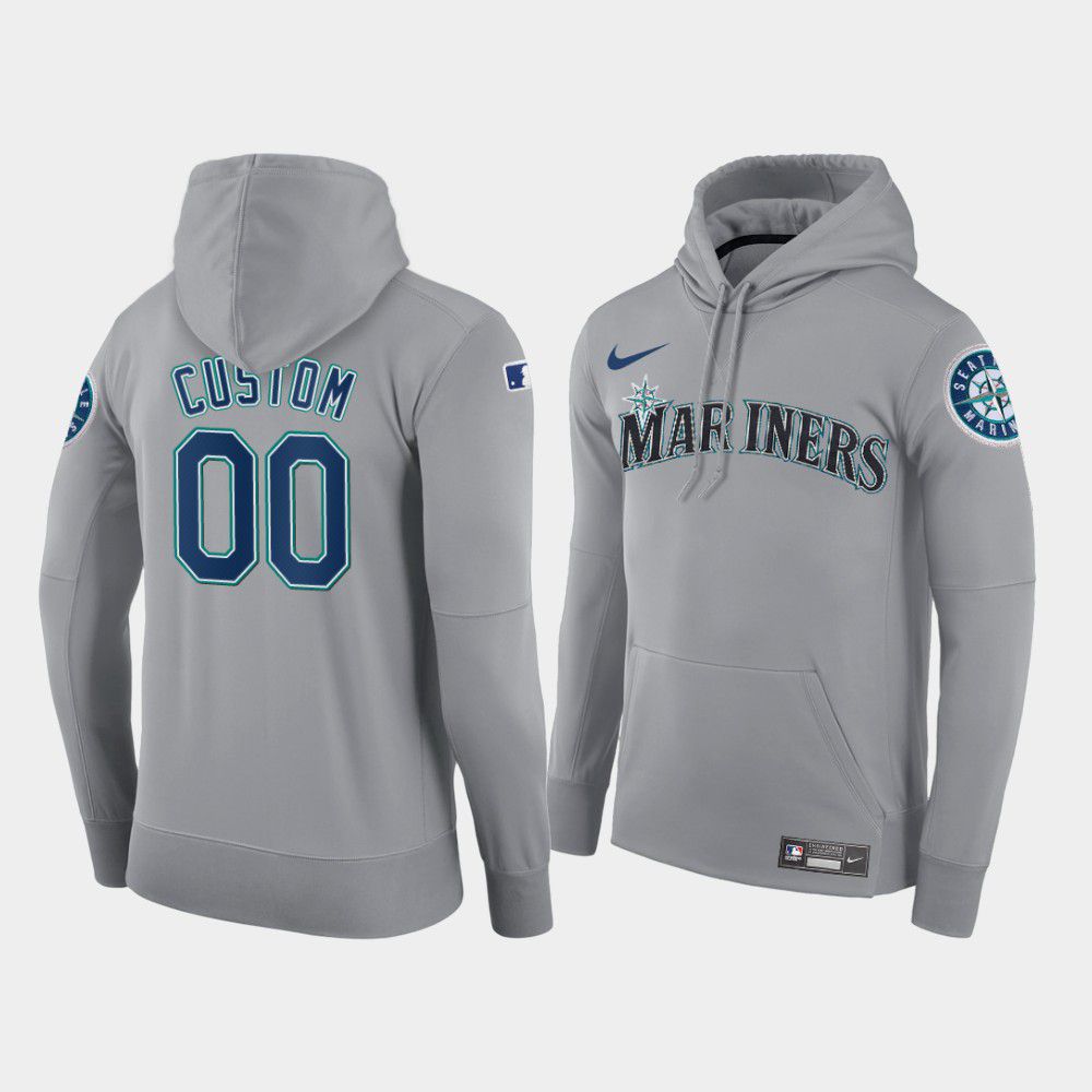 Men Seattle Mariners 00 Custom gray road hoodie 2021 MLB Nike Jerseys